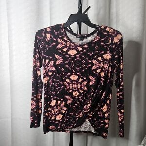 INC International Concepts Black and Purple Long Sleeve Top